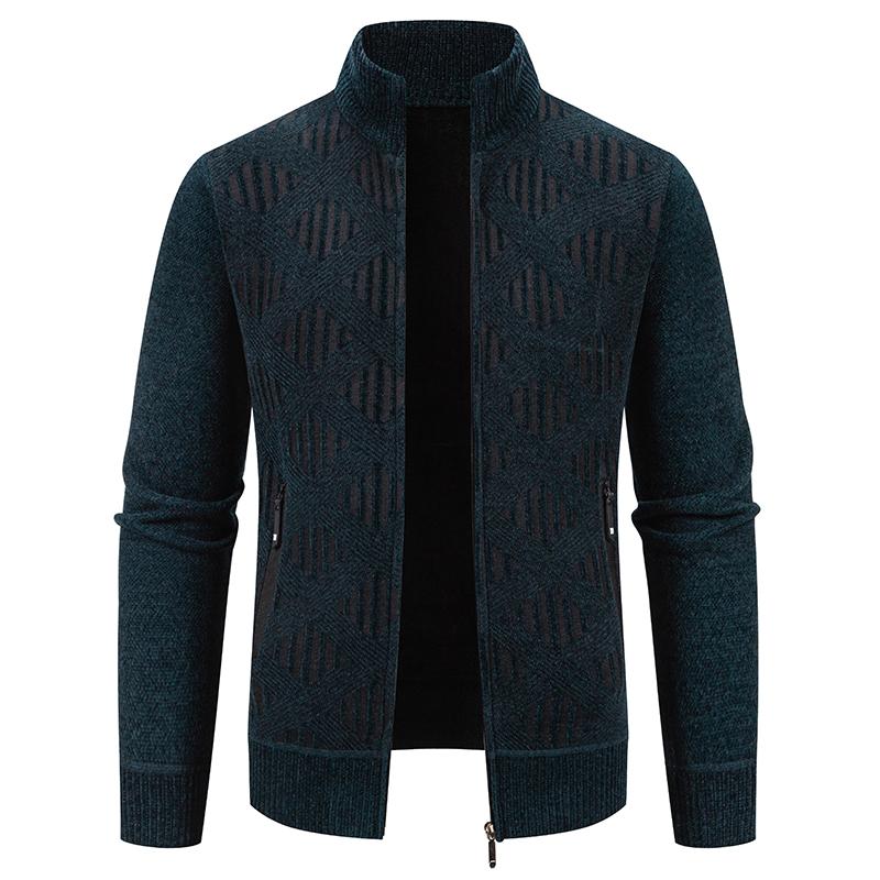 Autumn Winter Stand Collar Knit Cardigan Men Korean Style Warm Casual Men's Knitted Sweater Coat
