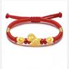 Handmade Red String Bracelet with Gold Ingot and Beads for Zodiac Year of the Horse - Immediate Wealth Lucky Charm