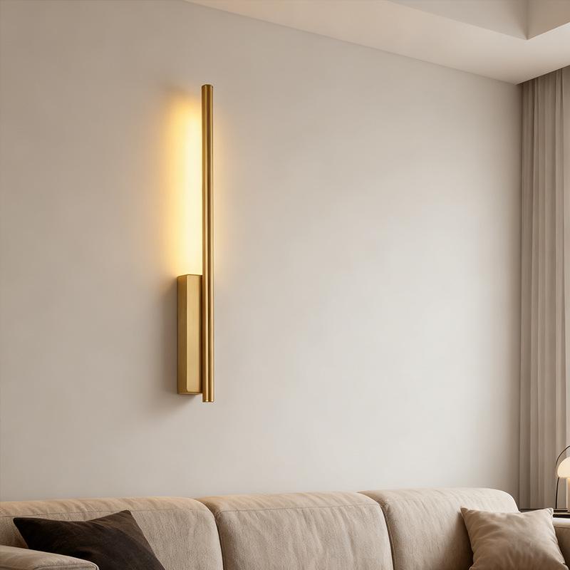 Modern Minimalist LED Wall Lamp - Copper Round Tube for Bedside, Corridor, Living Room, or Entrance