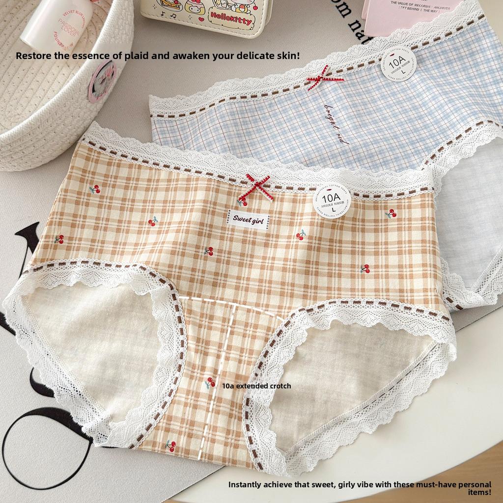 Girls Autumn and Winter Frown Cute Bear Rabbit Pure Cotton 10A Antibacterial Middle Waist Briefs