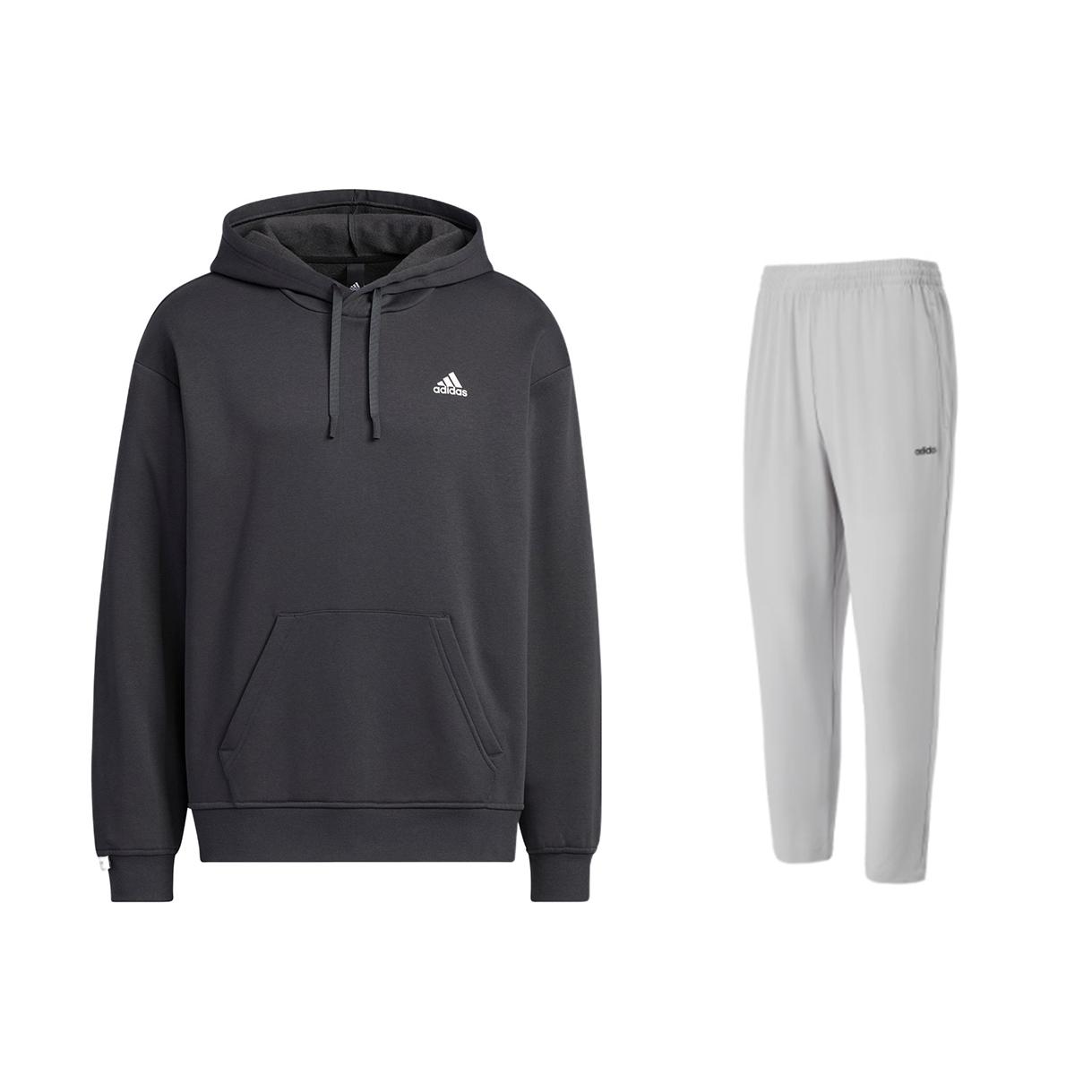 

Adidas Minimalist Letter Comfortable Warm Hooded Pullover Sweatshirt And Cuffed Knit Pants Set Men Sweatshirt And Pants Set IB2731+JI5689 S