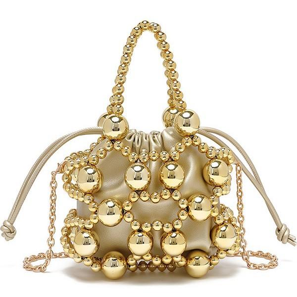 New Niche Design Exquisite Hollow Metal Beaded Woven Bag High-End Portable Oblique Span Bag