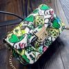 [Geometric Crossbody Bag] Vibrant Red/Black Women's Crossbody Bag - Geometric Pattern with LOVE Design, Chain Strap, Flap Closure, Crossbody Purse