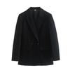 Women's Fashion Double Breasted Loose Fitting Blazer Coat Vintage Long Sleeve Pockets Female Outerwear Chic Veste