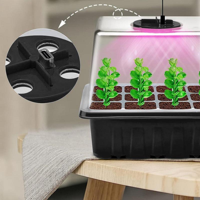 Anzuchtschalen Starter-Set mit Wachstumslampe Indoor-Gartenarbeit Pflanzschalen mit 8 LED-Wachstumslampen Zeitschaltuhr Klon &