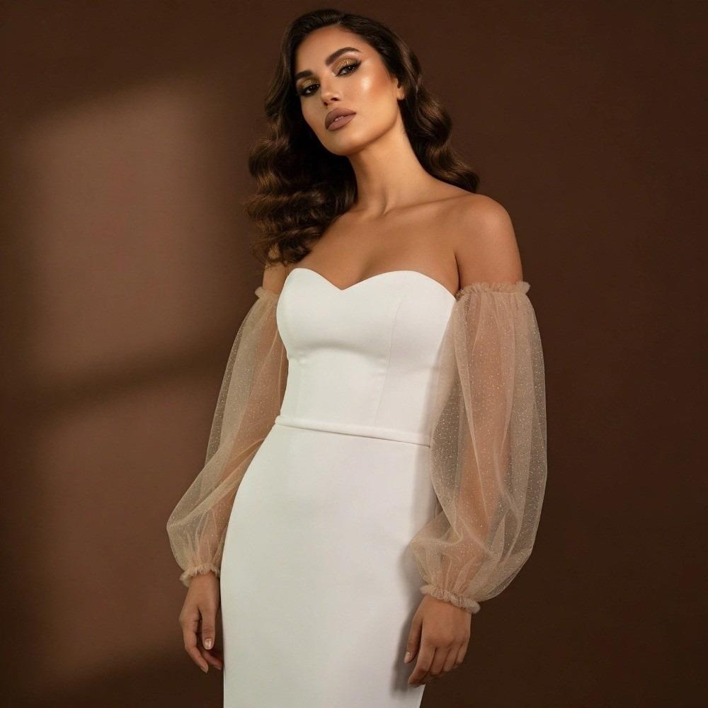 Elastic Cuff Bridal Sleeves Detachable Wedding Arm Sleeves Elegant Wedding Gloves Wedding