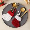 Xmas Tree Hanging Ornaments Christmas Tableware Holder, Knitted Stockings Spoon Knife Fork Mini Bag for Fireplace, Tree, Holiday Party Dinner