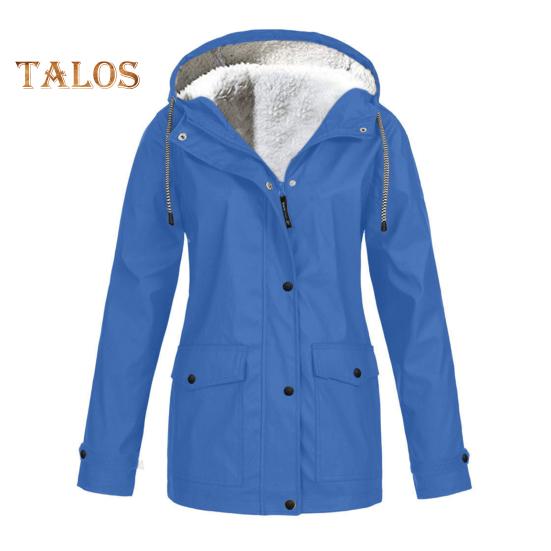 

Женское зимнее пальто с флисовой подкладкой, капюшоном, застежкой-молнией на кнопки, верхняя одежда средней длины, большого размера, однотонная парка с карманами, теплая пуховая куртка XXL небесно-голубой