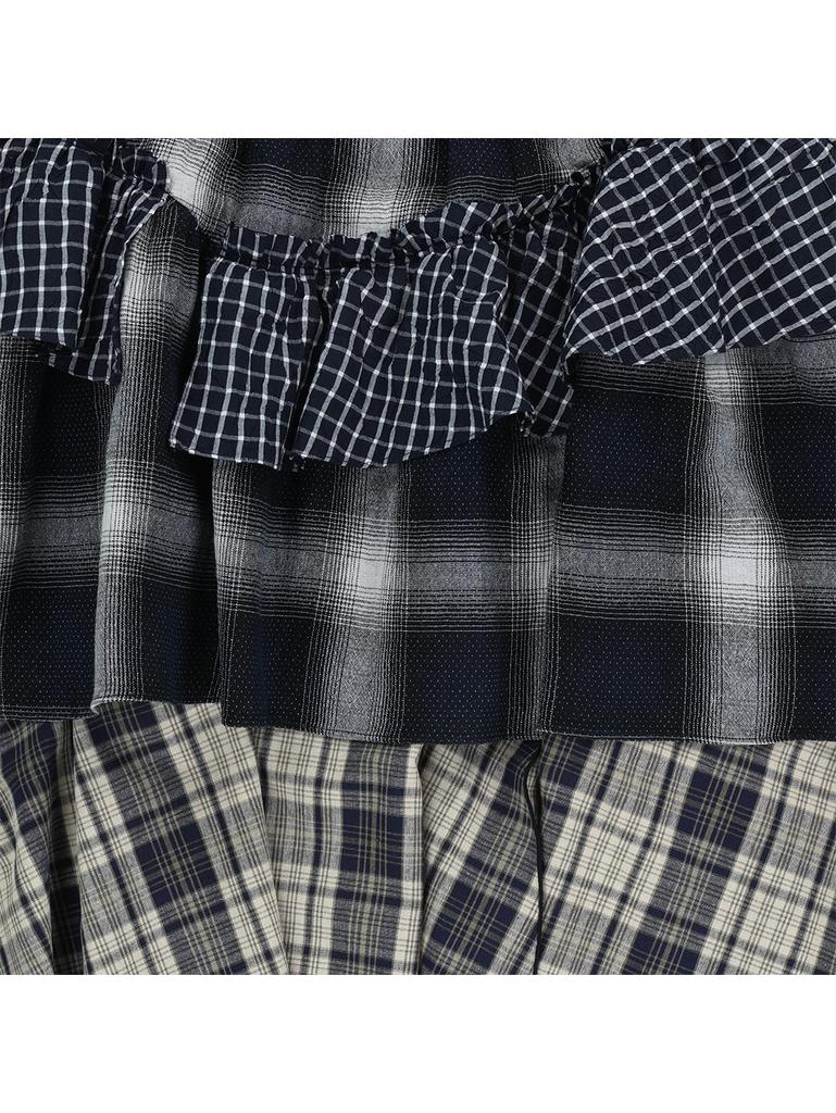 TUOMIO Mixed Tiered Skirt [Check]