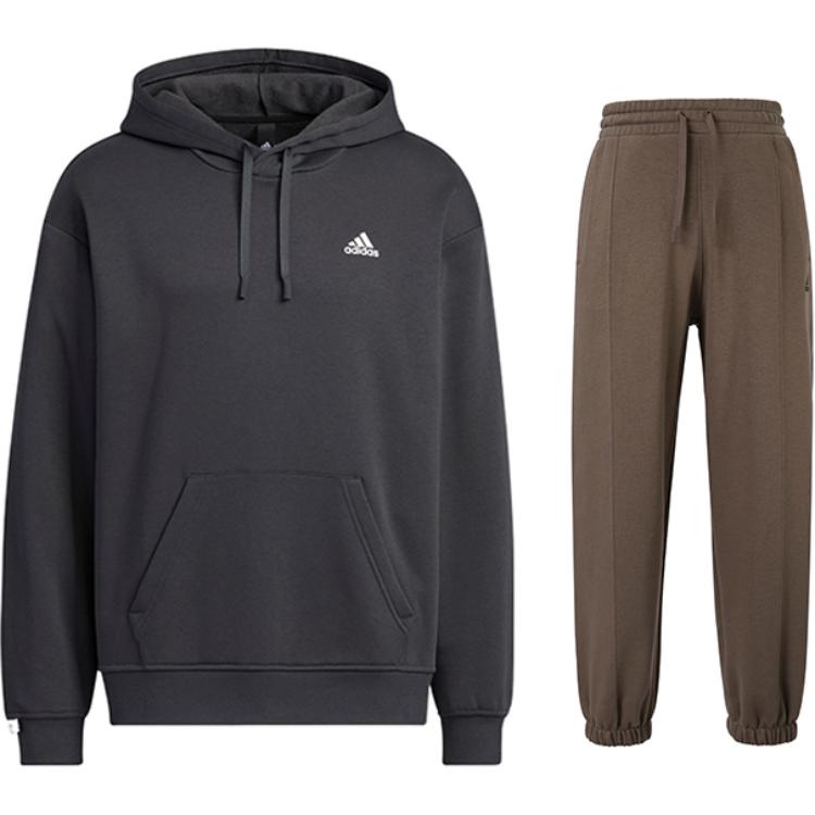 

Adidas Удобная толстовка с длинным рукавом и капюшоном, брюки с манжетами на шнурке, повседневный спортивный комплект, мужская толстовка, брюки IB2731+JM9118 M