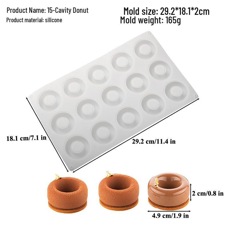 

Shenhong 15-Cavity Swirl Donut Silicone Mold for Baking and Decorating Mousse, Chocolate, and French Desserts