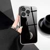 Simple Moon Love Pattern Tempered Glass Electroplated Phone Case For iPhone 17 Pro Max 11 12 13 14 15 16 Plus 16E 17 Air Cover