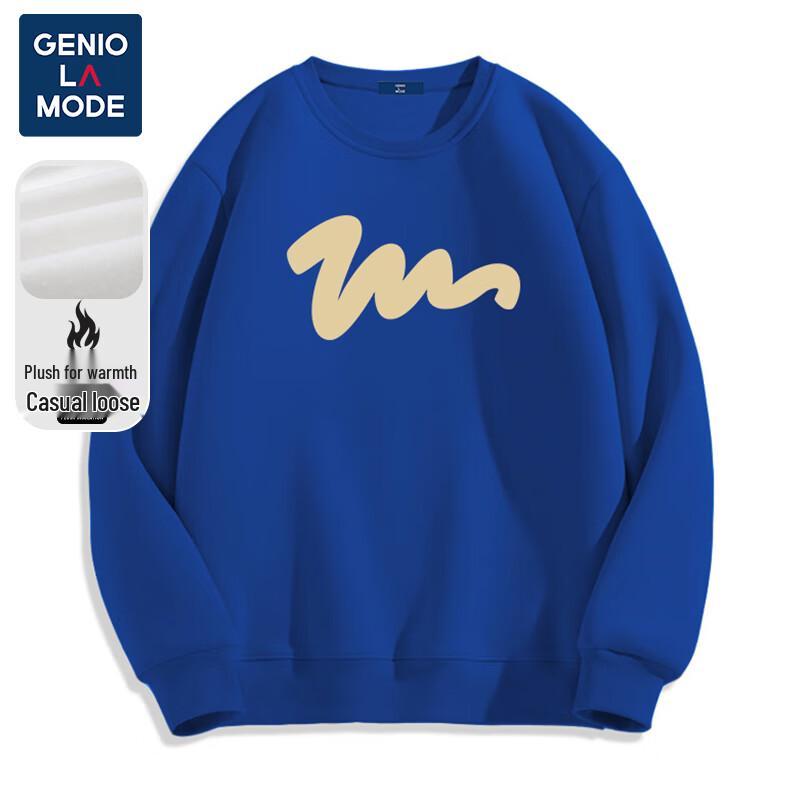 GENIOLAMODE Men's American Style Loose Fit Round Neck Sweatshirt