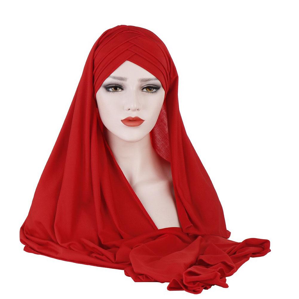 Women Muslim Islamic Headscarf Elegant Scarf Pure Color Artificial Silk Jacquard Weave Scarf Muslim Shawl