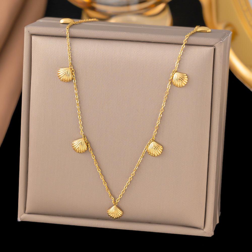 

Fashion Shell Charms Chain Pendant Necklace 18K Gold Plated Stainless Steel Necklace Bracelet Anklet For Women Gift
