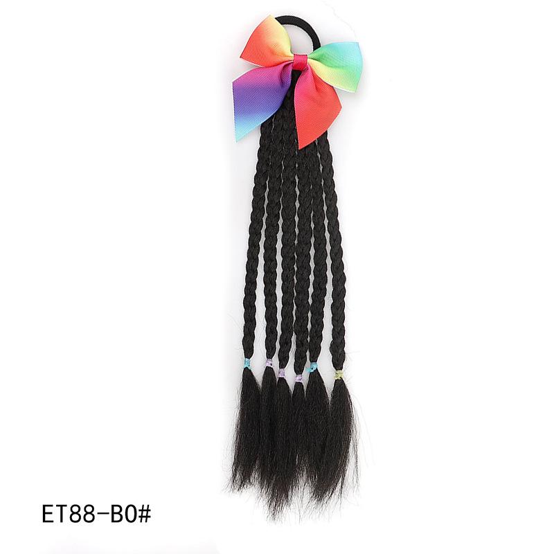 Colorful Children's Braided Wig Hair Clip with Double Ponytails