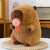Plush Capybara Soft Doll Toy Animal Shaped Stuffed With Lollipop Drawable