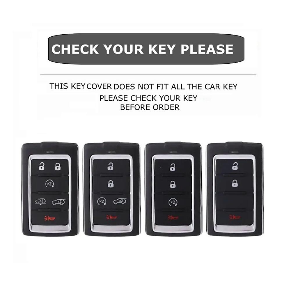 3-6 Buttons Leather Car Key Cover For Jeep Grand Cherokee 4Xe L Wagoneer Grand Wagoneer - Anti-Scratch Auto Accessories