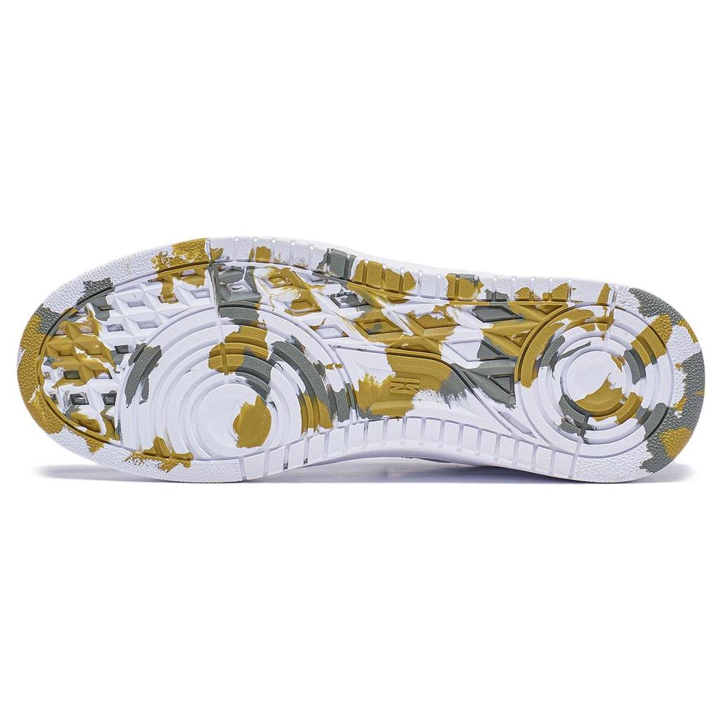 Li Ning Synthetic Leather Comfortable Slip Resistant Abrasion Resistant Low Top Skateboard Shoes Men's White Gold AGCT375-3