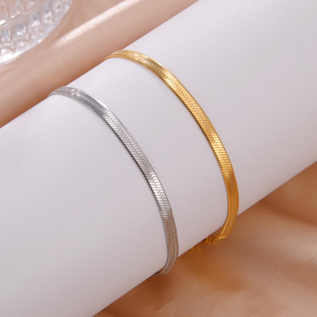 Trendy Classic Snake Chain Bracelet Gold Width 2/3/4/5MM Stainless Steel Chain Bracelets For Women Men Jewelry