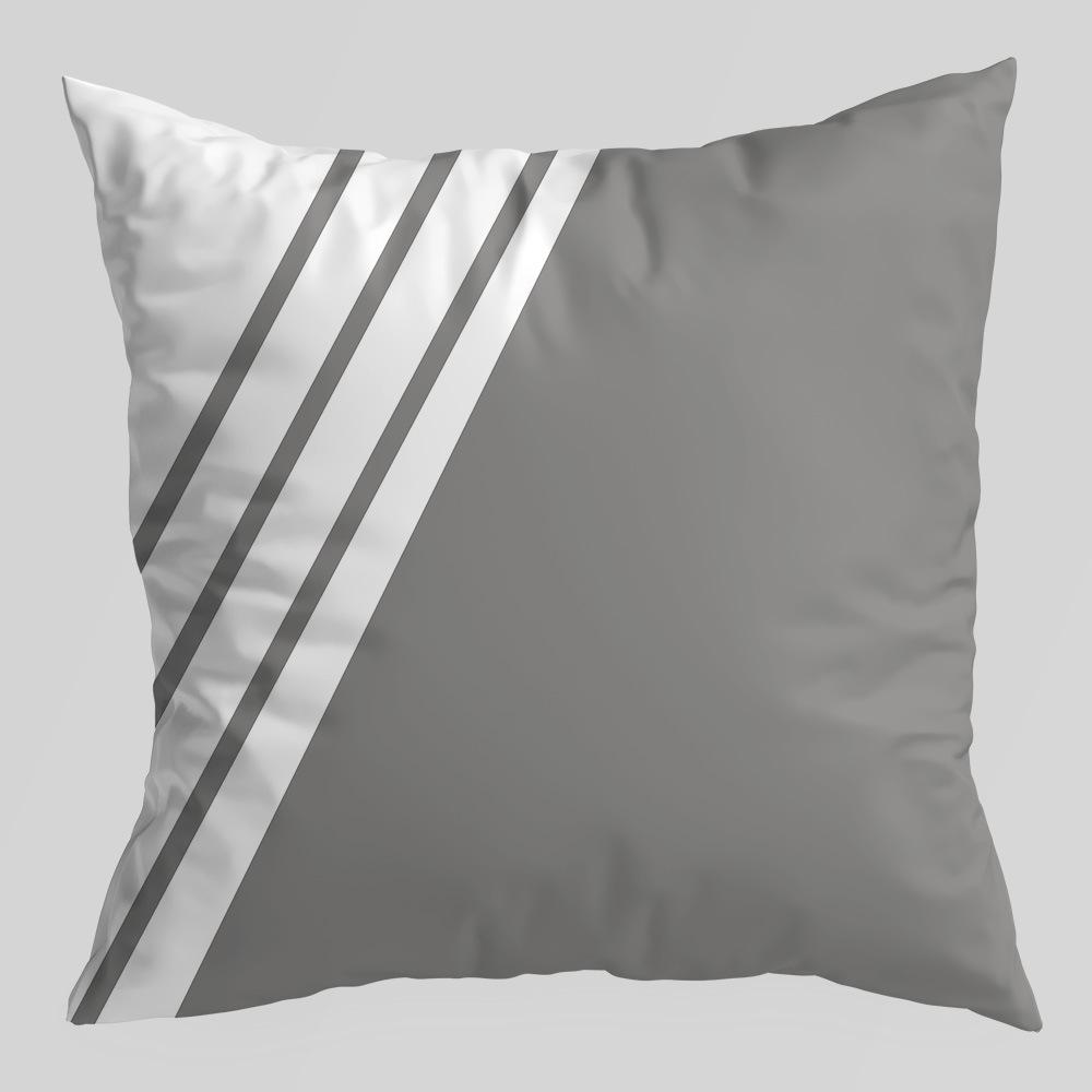 Geometric Pillowcase, Yellow and Gray Geometric Peach Skin Velvet Printed Pillow Cushion Cover, Sofa Car Backrest
