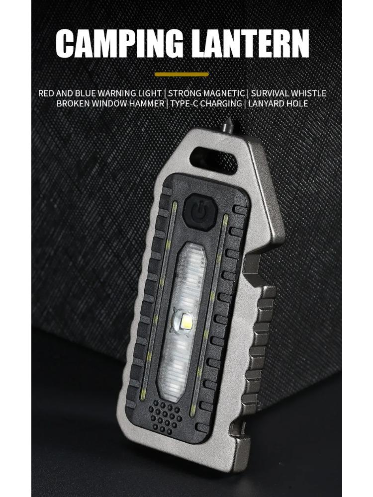Keychain Flashlights Mini Led Light Selfdefense Whistle Multifunctional Portable Rechargeable 10W Built In Battery for Outdoor