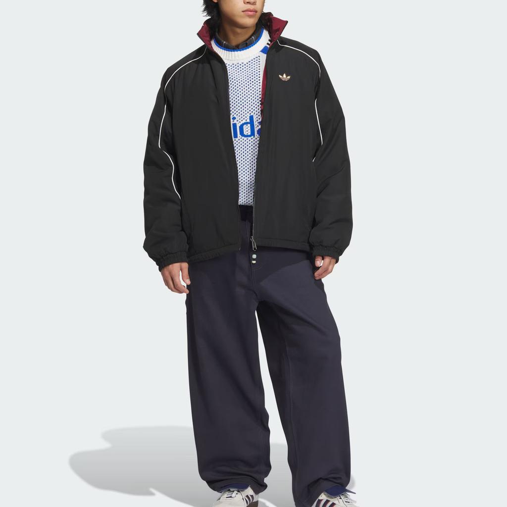 Adidas Originals Rev Aw24 Lny Stand Collar Loose Fit Reversible Cotton Jacket Men Jacket Black Dark-Red KA0821