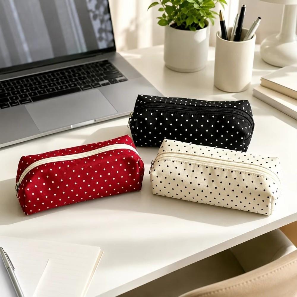 Astuccio in Tela a Pois Borsa Porta Penne Nuova Pochette per Cancelleria Uso Scolastico