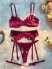 Exquisite Embroidered Floral Lingerie Set - Stylish Four-Piece Bra Set