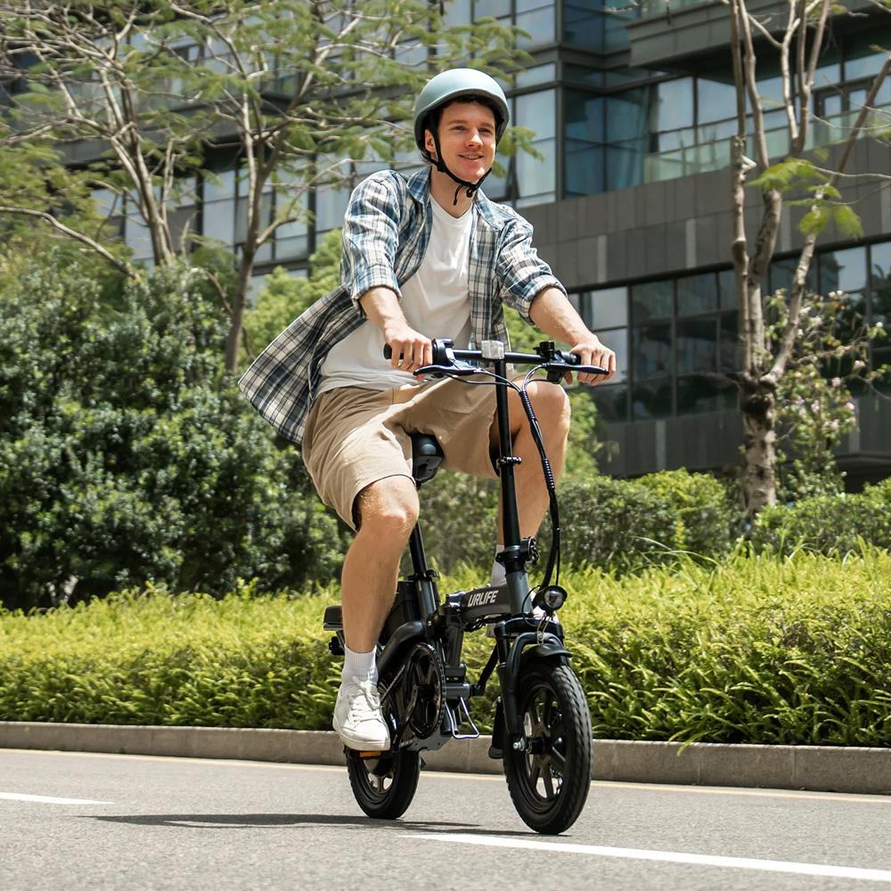 Urlife F1L Foldable Electric Bicycle 250W Motor 14" Tire City Electric Bike 48V 7.8Ah Dual Disc Brakes Max Load 120Kg LCD Display