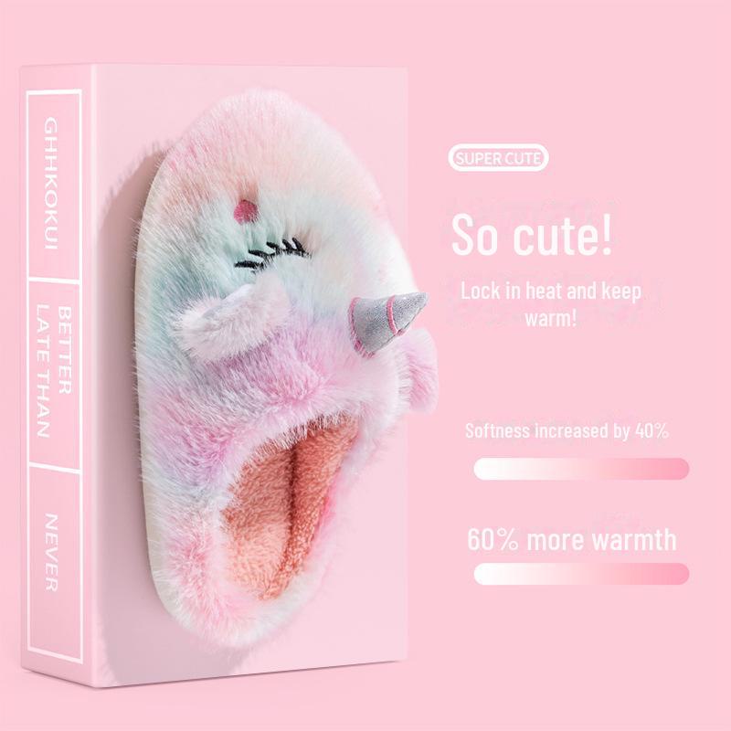 

Плюшевые тапочки Unicorn Ice Cream для женщин – уютные домашние тапочки из хлопка для осени и зимы 40-41 розовый