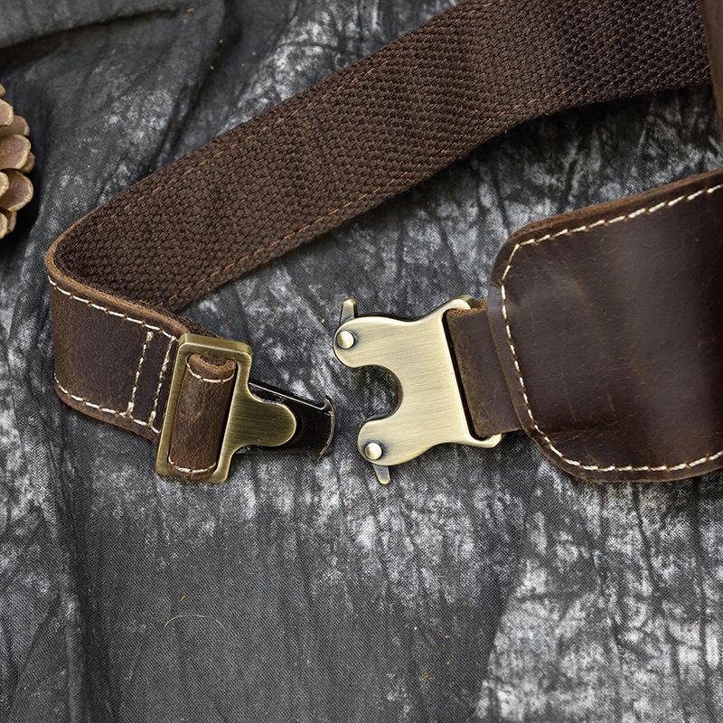 Retro Leather Waist Bag, Men's Crazy Horse Leather Chest Bag, Multifunctional Cowhide Crossbody Bag, Three-layer Cashier Bag
