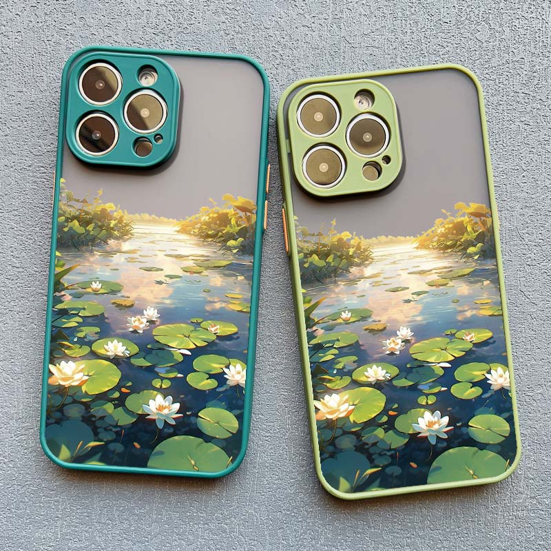 Summer Lotus Flower Phone Case For iPhone 16 15 Pro Max Case For iPhone 11 14 12 13 Pro Max Mini 7 8 15 Plus XS X XR Back Cover