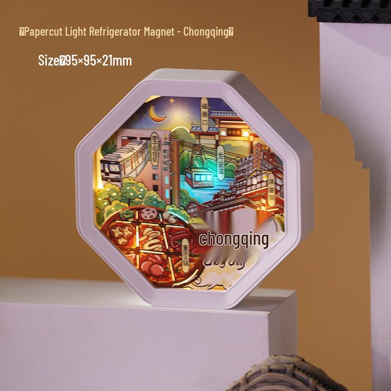 Guochao Paper Sculpture Fridge Magnet Souvenirs for Tourist Attractions