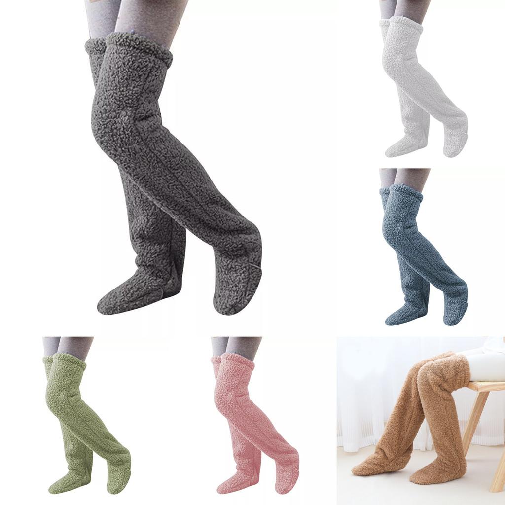 High Sock Knee Slipper Plush Cozy Fuzzy Socks Women Warm Soft Fluffy Thick Gift