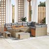 12-piece Garden Sofa Set with Beige Cushions In Synthetic Rattan, Garden Dining Set of 3363337