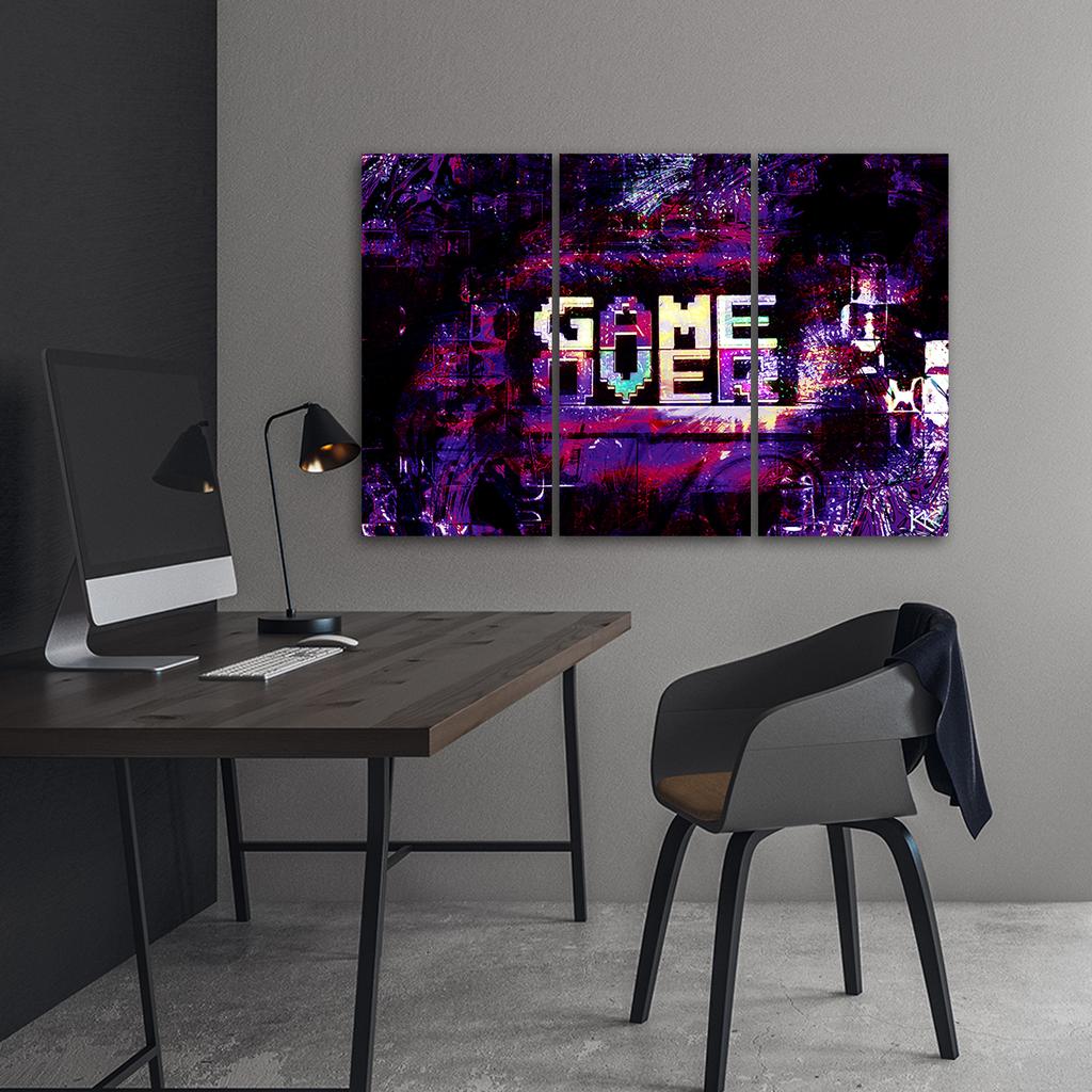 Three Piece Picture Canvas Print Abstract Sign Game Over