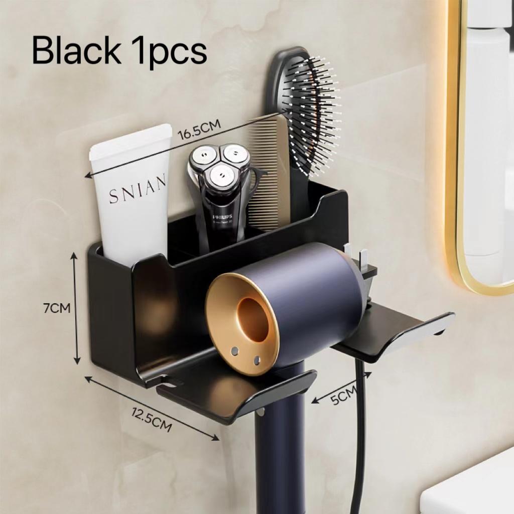 Wall Mounted Hair Dryer Holder Multi-Functional Bathroom Storage Rack Hair Tool Organizer Placement Shelf for Kitchen And Bath