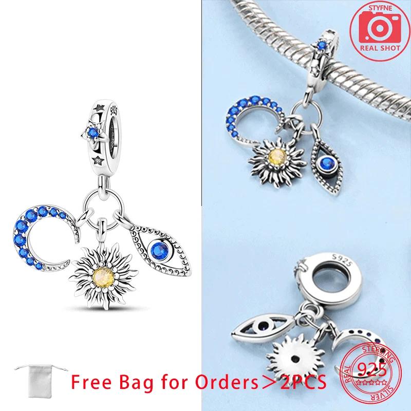 Sun Moon Star Astronaut Charms Beads Copper Zircon Pendant Fit Diy Original Bracelet Necklace Fine Jewelry Birthday Gift