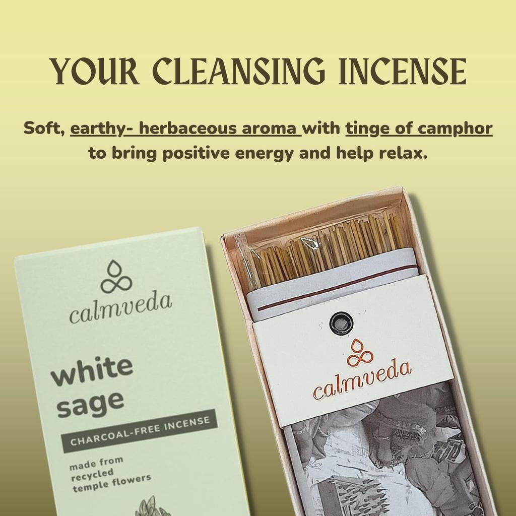 White Sage Incense Sticks for Cleansing - (80 Scent Sticks) Charcoal Free