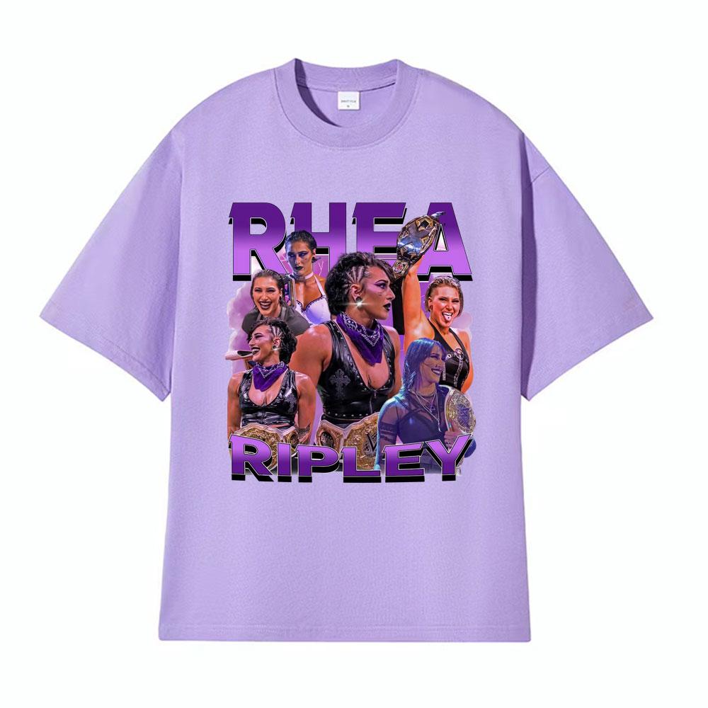 Rhea Ripley Action Figure 90s Vintage Graphic T Shirt Men Womens Oversized Hip Hop High Street Hot Sale Casual  Cotton Tshirts