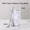 1 Set Yerba Mate Cup 304 Stainless Steel Double Wall 8oz Yerba Mate Gourd Cup With Straw Spoon And Cleaning Brush Teaware Sets