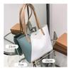 1 Pcs Women's Shopping Bags Casual Large Capacity Women's Patchwork Leather Tote Bag Double Tone Color Shoulder Bag Pu Leather