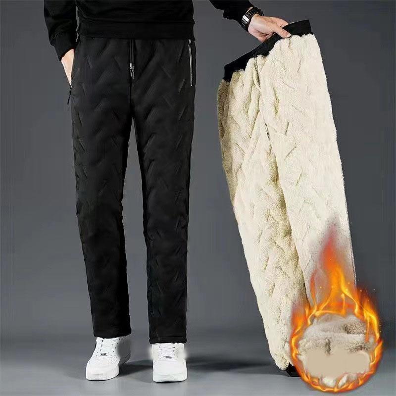 Winter Men's Fleece Casual Pants Warm Pants Thicken Men Loose Jogger Fleece Pants Casual Long Track Windproof Waterproof Thermal Trousers