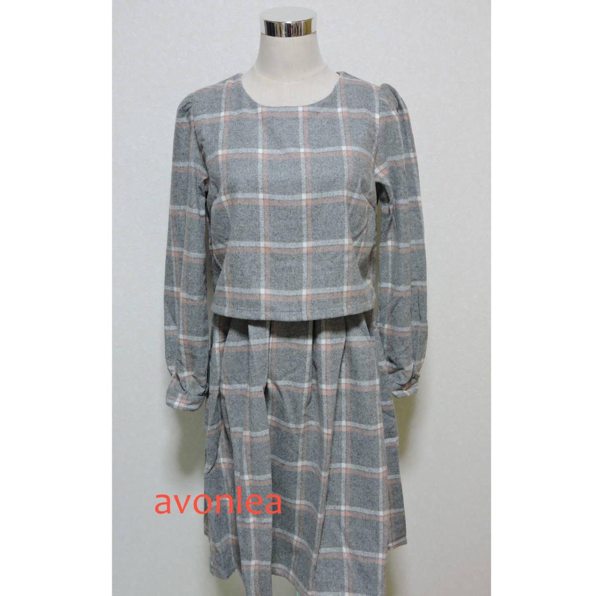 earth music&ecology Earth music & ecology Brushed check docking dress M Light gray Regular price 5,489 yen (going out/girls night out)