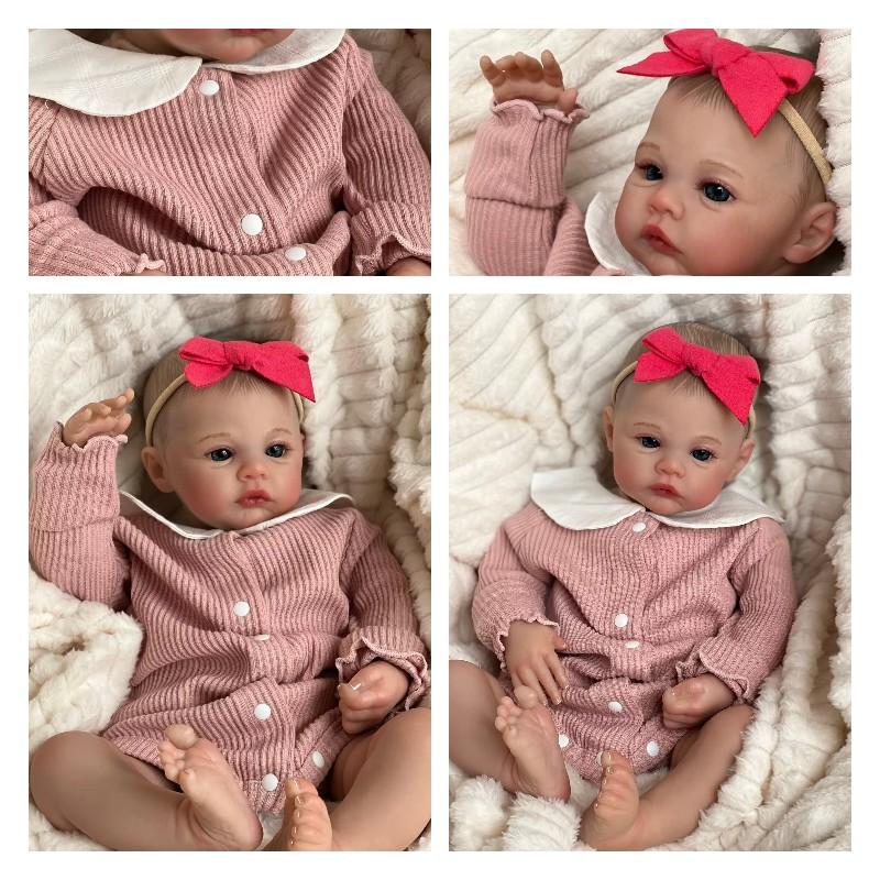 18in Reborn Simulation Doll Silica Gel Changing Toy Baby Bath Companion Kid Gift