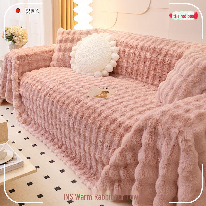 Copridivano in Peluche Antiscivolo, Copertura Totale, Ispessito per l'Inverno, Universale per Tutte le Stagioni