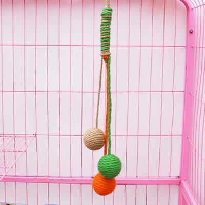 Sisal Ball Cat Toy Hanging Sisal Rope Rattle Ball Cat Scratcher Interactive Chew Toy Kitten Teething Toy for Cats Cage Entertainment