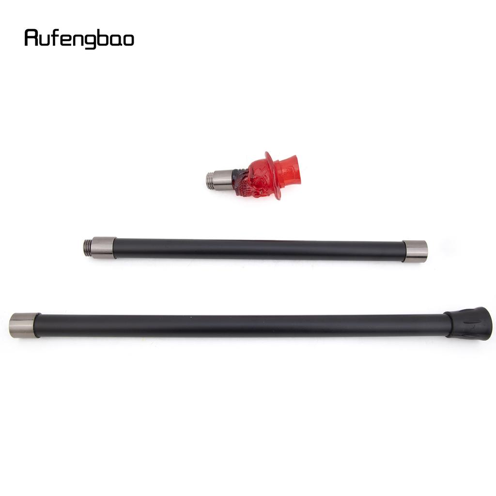 Red Hat Transparent Resin Skull Head Walking Cane Fashion Decorative Steel Stick Gentleman Performance Stage Cane 93cm