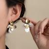 Premium Retro Flower Metal Brushed Earrings Hong Kong Style Niche Design Personalized Stud Earrings Women'S Exaggerated Luxury Earrings